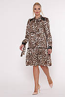 Платье с длинным рукавом Лея леопард Размеры 50, 52, 54, 56.
