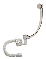 Сифон для ванни напівавтомат, регульований, з хром. пласт. переливом, з гнучкою гофротрубою 40х40/50, VTM А-28089
