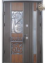 Двері вуличні, полуторні, зі склопакетами, модель Eridan Rio, комплектація Proof Standard Securemme