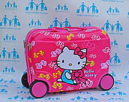 Валізи дитячу якість люкс каталка дитячий на 4 коліщатках Кітті рожевий 9416 HK, фото 2
