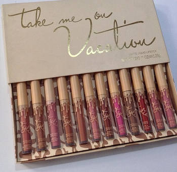 Набір матовою рідкої помади KYLIE VACATION 8648 ( бежевою 12шт.в упоковке )