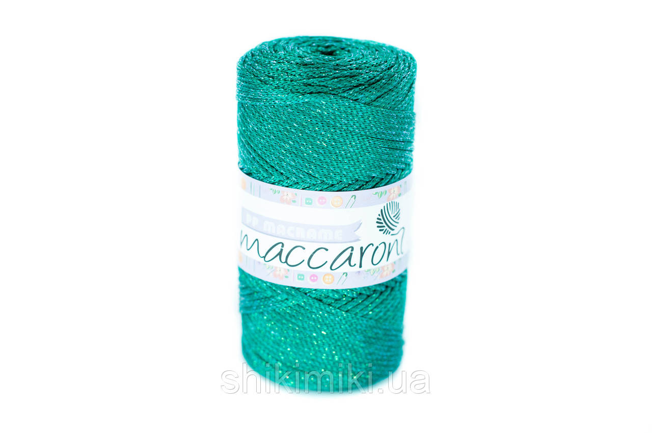 Трикотажний шнур з люрексом PP Macrame Glitter, колір Смарагд
