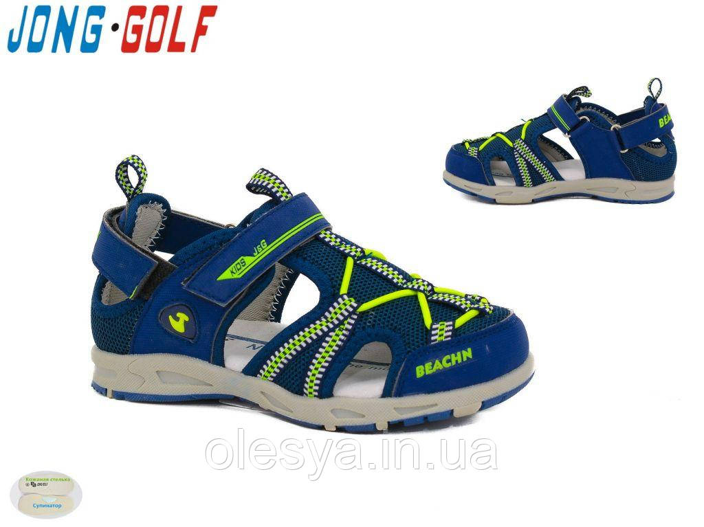 Дитячі сандалії для хлопчика синього кольору із салатовим Jong Golf, Розміри 26