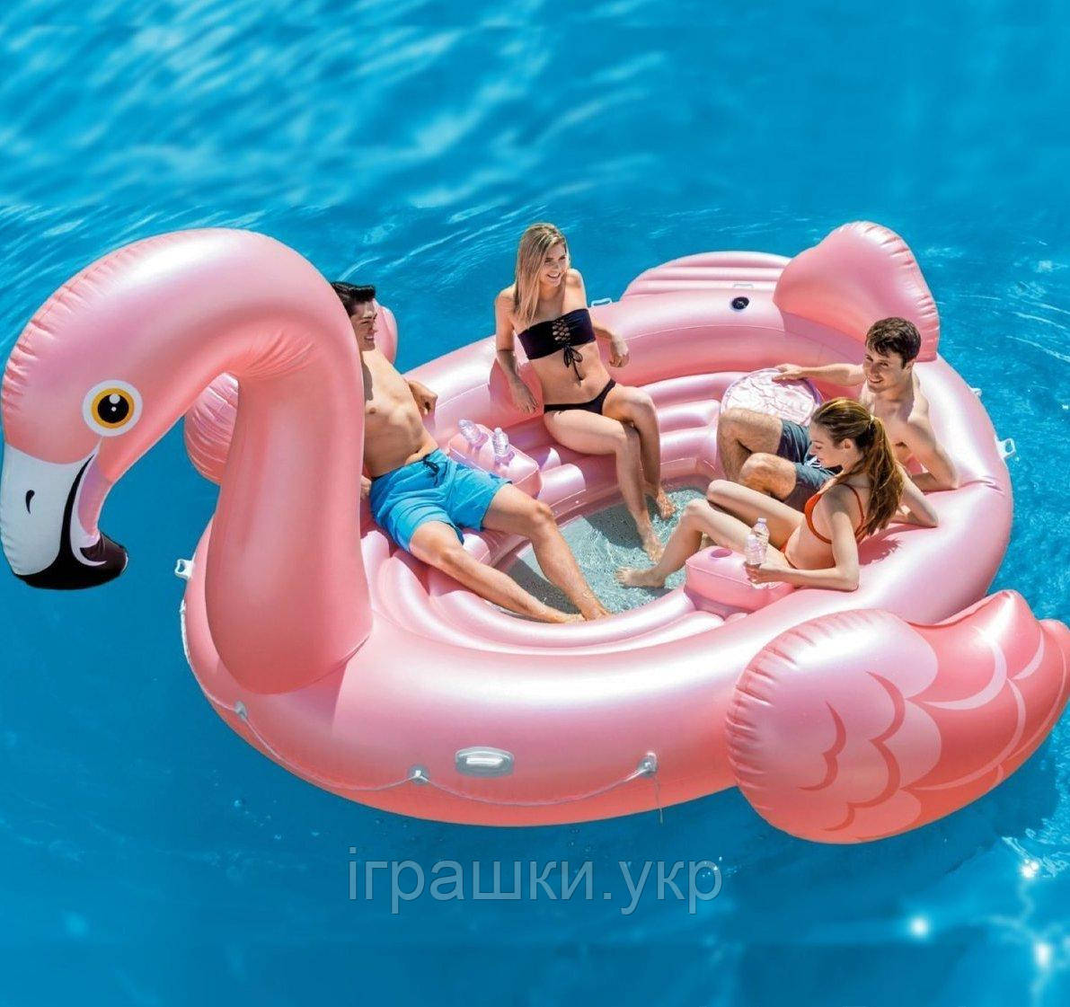 Надувний пліт для вечірок Intex 57267 «Фламінго», 422 х 373 х 185 см