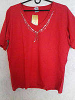 Топ (футболка) женский спортивный батал с коротким рукавом эластик красный