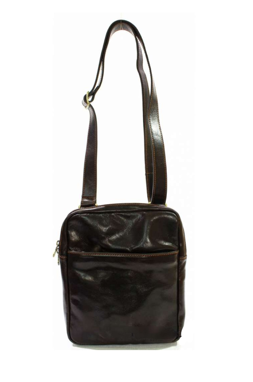 Чоловіча сумка з натуральної шкіри на плече міська повсякденна для документів чорна, фото 1