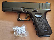 Іграшковий дитячий пневматичний пістолет Глок 17 (Glock 17) G15 Металевий з кулями в комплекті, фото 3