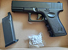 Іграшковий дитячий пневматичний пістолет Глок 17 (Glock 17) G15 Металевий з кулями в комплекті, фото 2