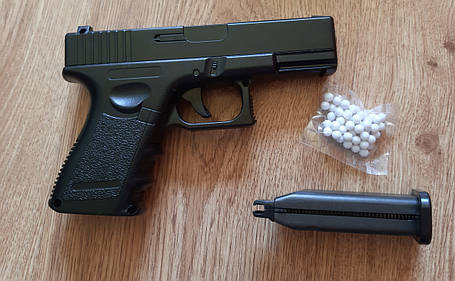 Іграшковий дитячий пневматичний пістолет Глок 17 (Glock 17) G15 Металевий з кулями в комплекті, фото 2
