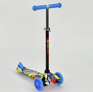 Самокат Mini Графіті блакитний світні колеса, алюмінієва трубка