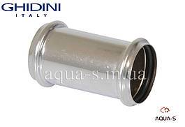 Патрубок муфтовий ХРОМ GHIDINI (D 32 мм) з двома розтрусами EPDM (Італія) 846OR