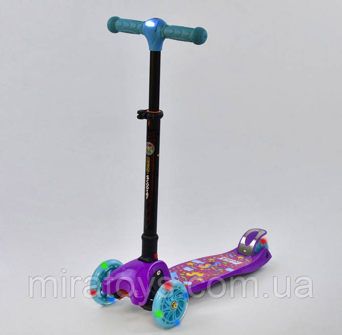 Самокат 44500 Best Scooter складане кермо З ФАРОЮ, 4 колеса PU зі світлом, d = 12 см, фото 1