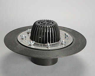 Покрівельна воронка DN110,100мм з листоуловлювачем, з притискним фланцем з нерж.сталі