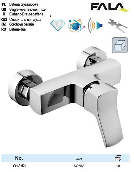 Смеситель води Soria настенний душ хром FALA-75763