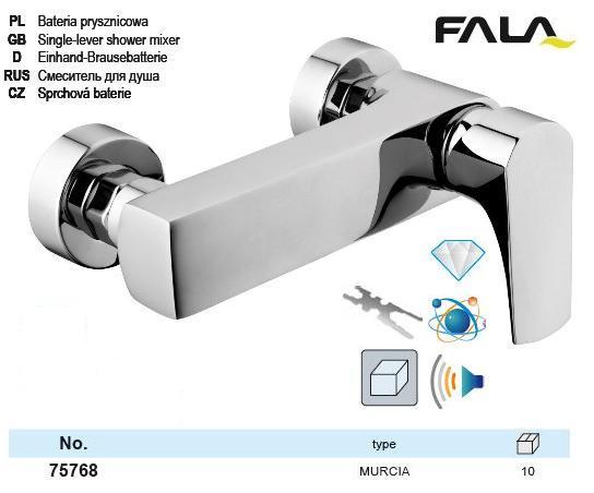 Змішувач води Murcia настінний душ хром FALA-75768
