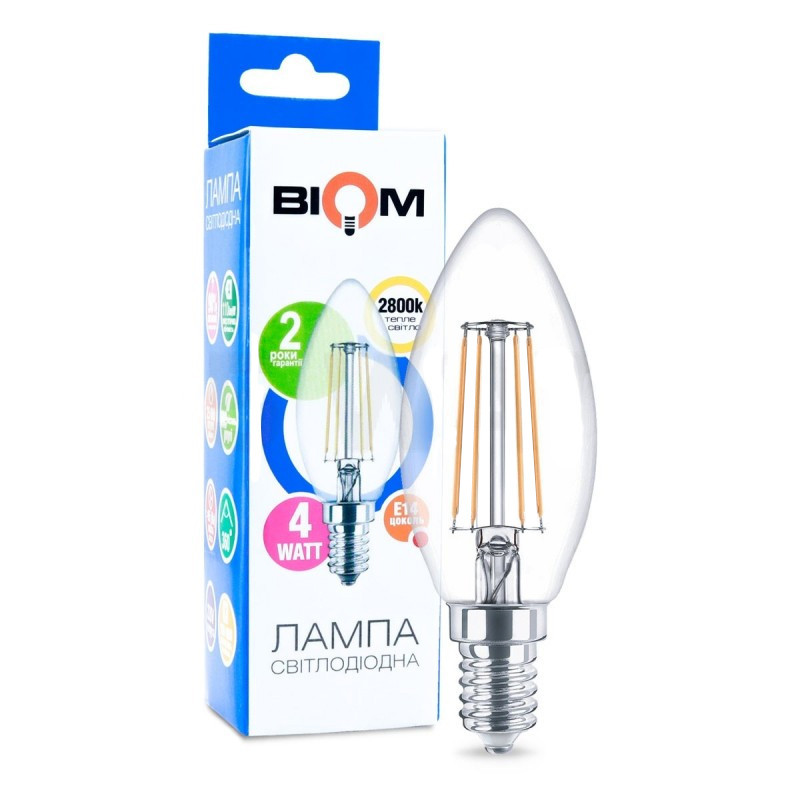 Світлодіодна лампа BIOM FL-305 C37 4W E14 3000 K