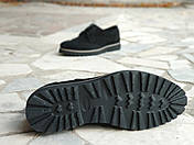 Туфлі броги чоловічі чорні натуральна замша, фото 2