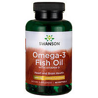 Swanson Omega-3 Рыбий жир Лимон + витамин D -1000 мг, 60 капсул