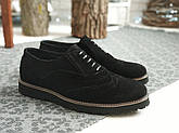 Туфлі броги чоловічі Webster чорні натуральна замша, фото 3