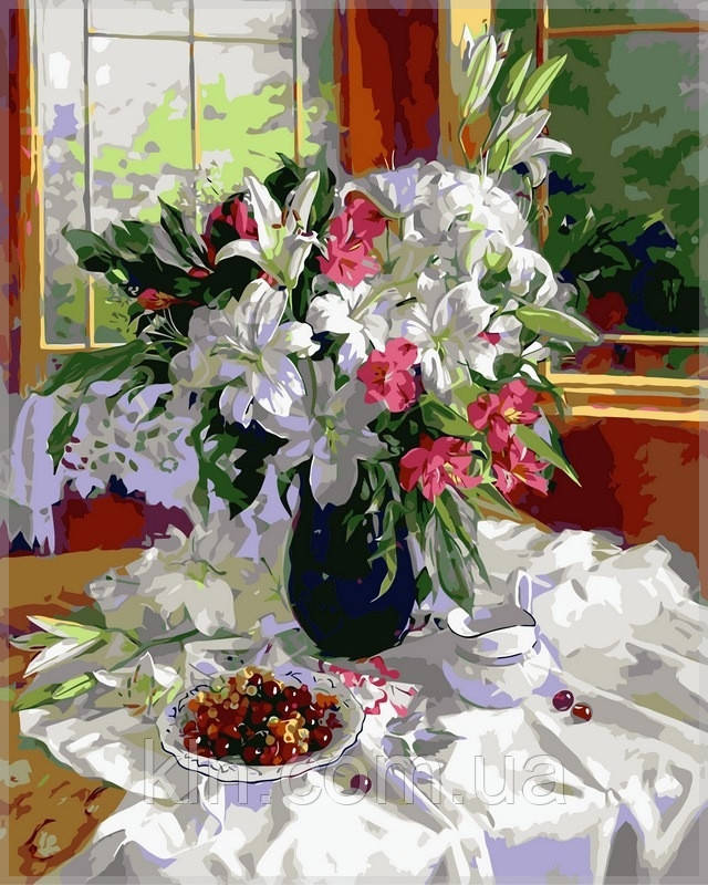Картина за номерами Babylon Лілії та червона смородина 	VP334 40 х 50 см, фото 1