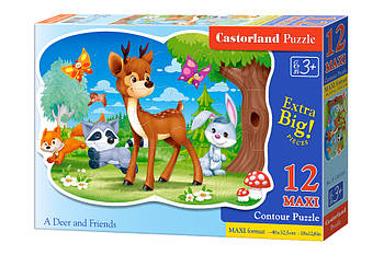 Детские макси пазлы Оленёнок с друзьями на 12 элементов.