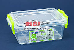 Контейнер 0,5 л харчовий 162х112х65мм пластиковий прямокутний прозорий із ручками, кришкою Lux No01 Ал-Пластик