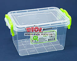 Контейнер 0,8 л харчовий 162х112х93мм пластиковий прямокутний прозорий із ручками, кришкою Lux No02 Ал-Пластик