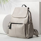 Рюкзак міський жіночий шкіряний (сірий), фото 2