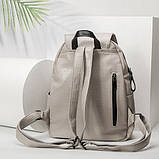 Рюкзак міський жіночий шкіряний (сірий), фото 3