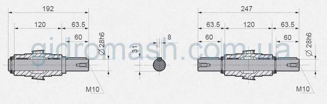 Размеры валов NMRV-075
