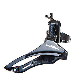 Передній перемикач. Shimano FD-TZ 30 нижня тяга. Перемикач швидкостей на велосипеді. Компаньола.