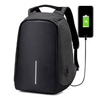 Рюкзак Bobby антизлодій для ноутбука. Портфель міський (чорний, сірий)