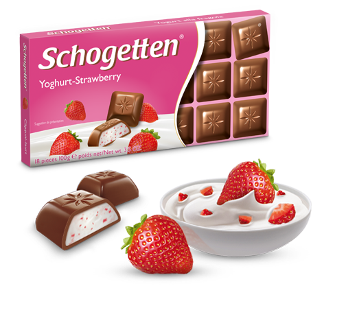 Шоколад молочний Шогетен Йогурт Полуниця Schogеtten Yogurt Strawberry 100 г х 15 шт в упаковці