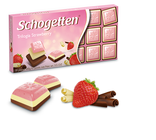 Шоколад молочний Шогетен Полуниця Schogetten Trlogia Strawberry 100 г х 15 шт. в упаковці