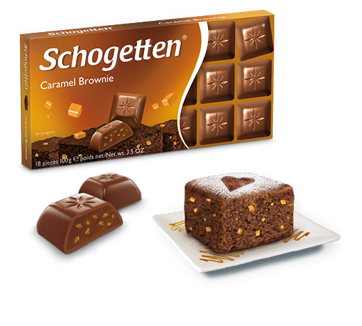 Шоколад молочный Шогетен Schogеtten Caremel Brownie Карамель Брауни 100 г х 15 шт в упаковке