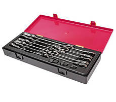 Набір рожково-накидних шарнірних ключів з тріскачкою JTC K6142 8-19 мм (14 пр.)