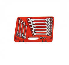 Набор рожково-накидных шарнирных ключей с трещоткой JTC 5520 (13 ед.)