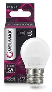 LED Лампа VELMAX 6w G-45 E27 3000K 540LM 00-20-31 м'яке світло куля