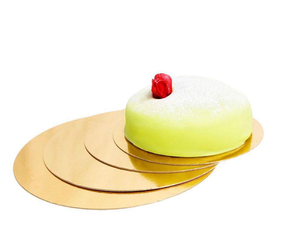 Підкладка для торта d 400 мм товщина 3 мм, набір 5 шт., 2 кольори золото та срібло, фото 1