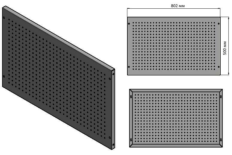 Панель перфорована для інструменту 802 х 500 х 25 - фото 3 - id-p944165107