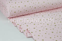 Тканина ранфорс Туреччина 240 см "Звітрозад" (глітер) золотий на рожевому No WH-1731-34