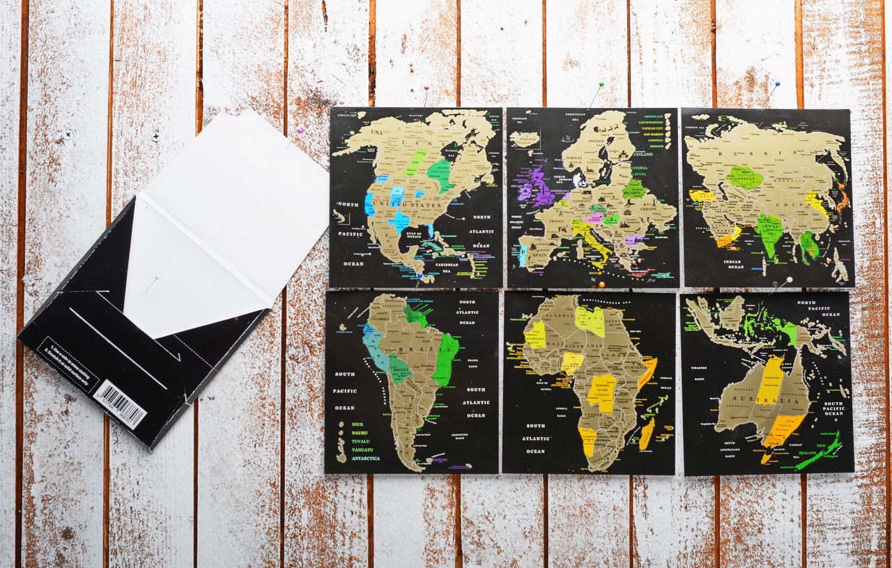 Набір скретч листівок з континентами Map of the World оригінальний подарунок прикольний