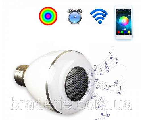 Bluetooth-колонка лампочка E27 7 кольорів 