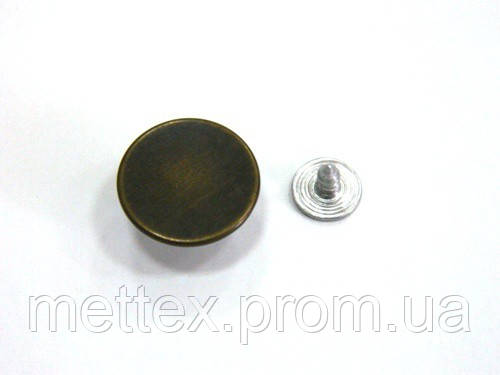 Джинсовая пуговица стальная гладкая 17 мм - антик - фото 1 - id-p91354590