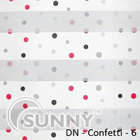Рулонні штори для вікон День Ніч в закритій системі Sunny з П-подібними направляючими, тканина DN-Confetti