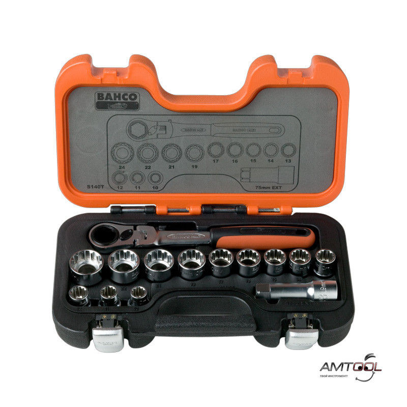 Набір прохідних головок 10-24 мм — Bahco S140T, фото 1