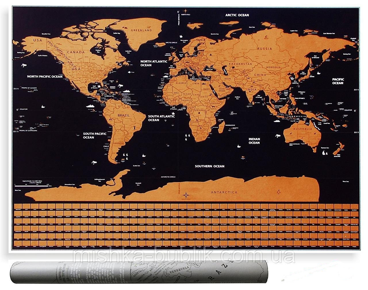 Скретч карта світу в тубусі Scratch My Map