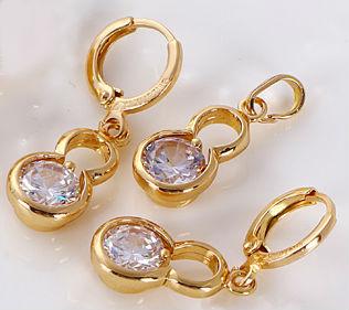 Набір сережки, кулон, ланцюжок позолота Gold Filled (GF141), фото 1