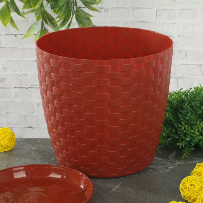 Горщик для квітів Ротанг теракотовий 20*18, фото 1