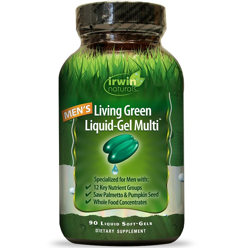 Чоловічі мультивітаміни Irwin Naturals, Living Green Liquid Multi, 90 капсул
